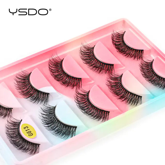 3D Imitation Mink Hair False Eyelashes - 5 Pairs