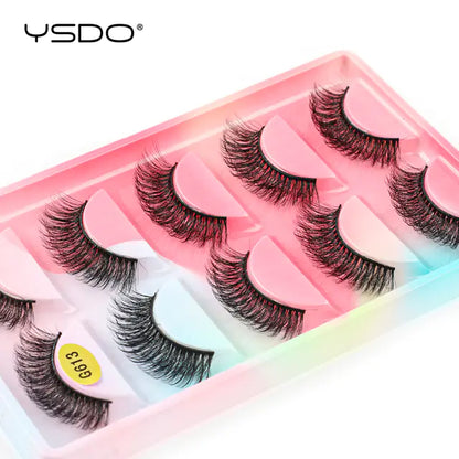3D Imitation Mink Hair False Eyelashes - 5 Pairs