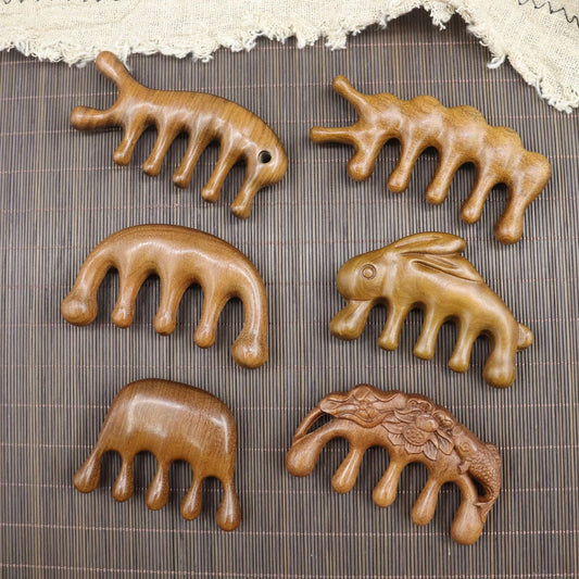 Handmade Golden Sandalwood Scalp Massager Comb