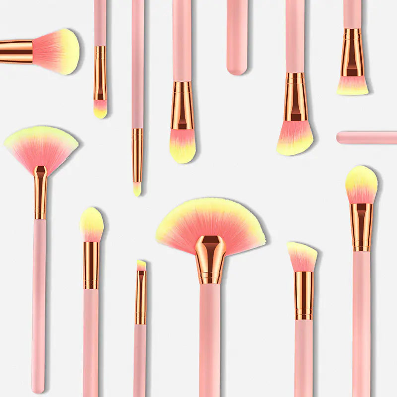 12-Piece Pink Makeup Brush Set and Beauty Tools
