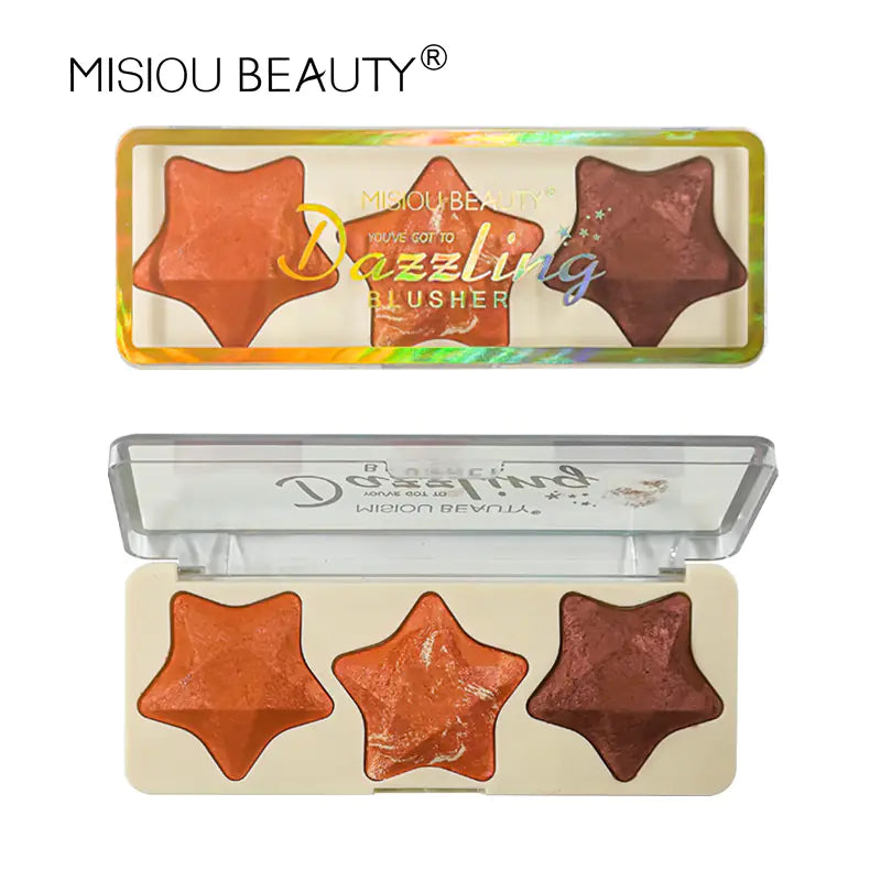 3-Color Highlighter Contour Powder with Star Design