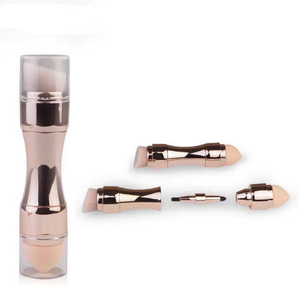 4-in-1 Portable Makeup Brush Set for Foundation & Blush