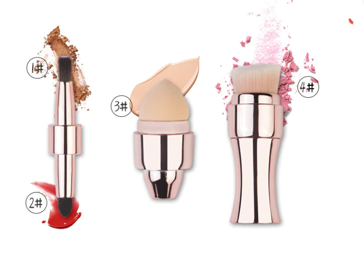 4-in-1 Portable Makeup Brush Set for Foundation & Blush