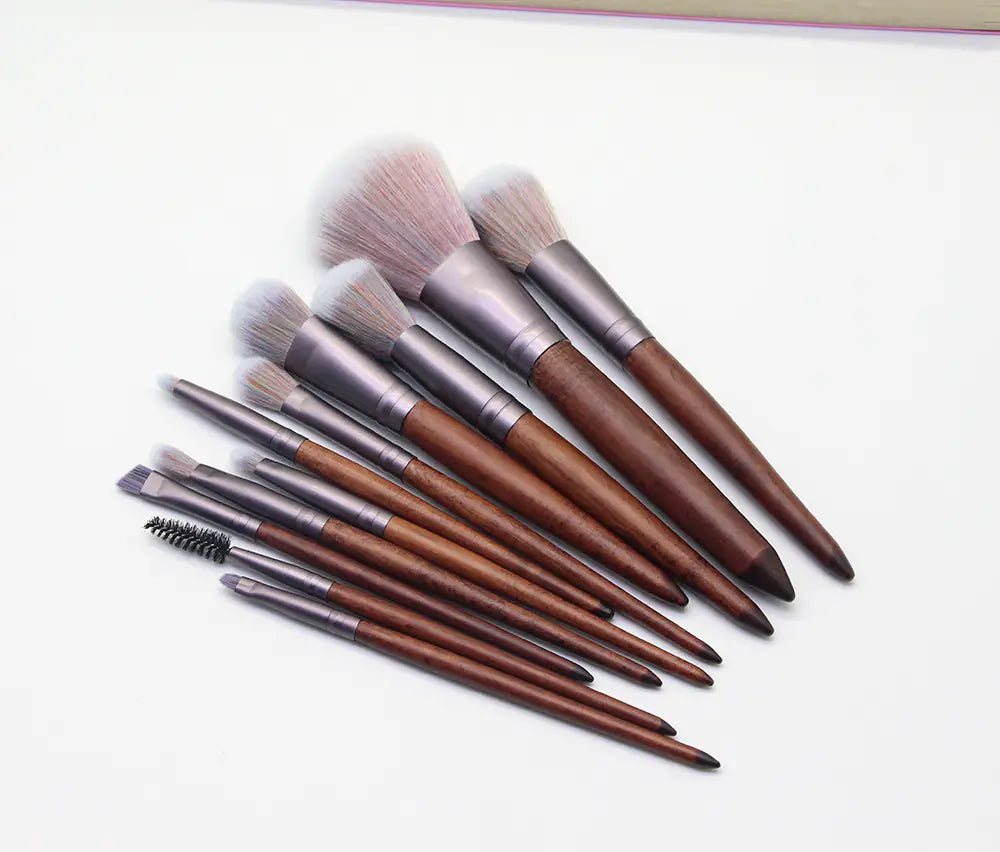11 Color Microfiber Makeup Brush Set with Foundation Tools & Brush Purse