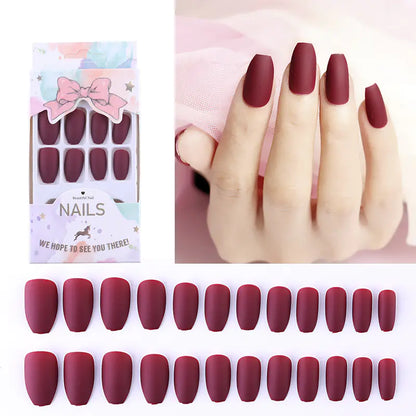 Ballet Red Matte Press-On Nails with Adhesive Gel