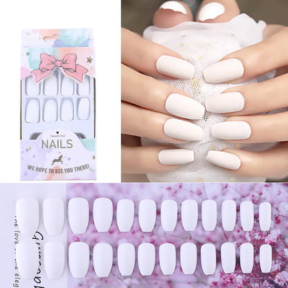 Ballet Red Matte Press-On Nails with Adhesive Gel