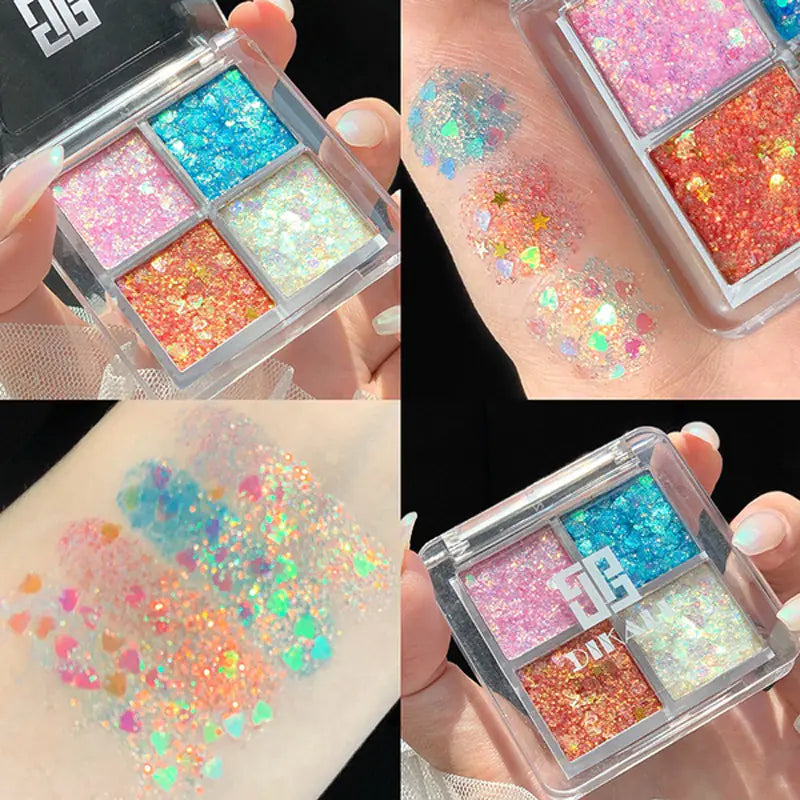 4 Color Matte Eyeshadow Palette with Glitter Pigment