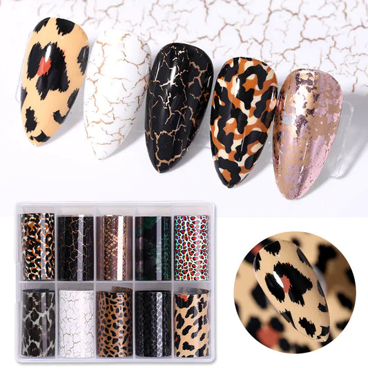 Classic Manicure Nail Sticker Set - Snake and Star Design