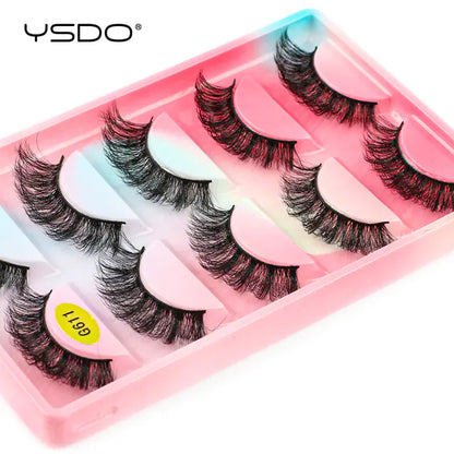 3D Imitation Mink Hair False Eyelashes - 5 Pairs