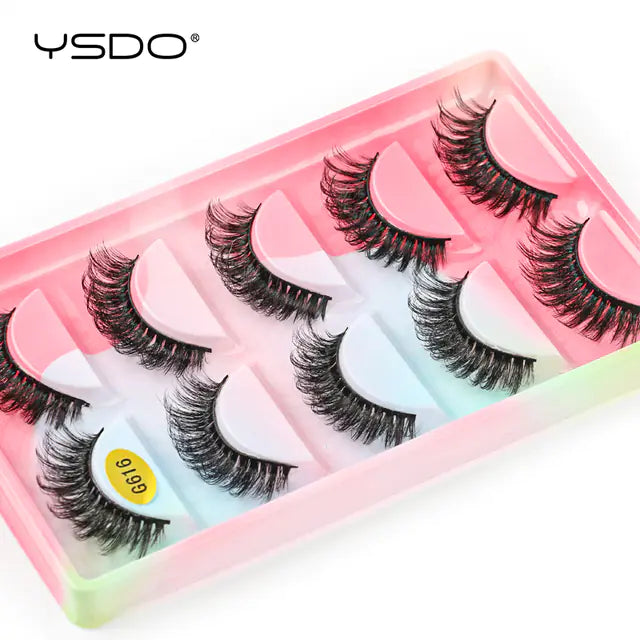 3D Imitation Mink Hair False Eyelashes - 5 Pairs