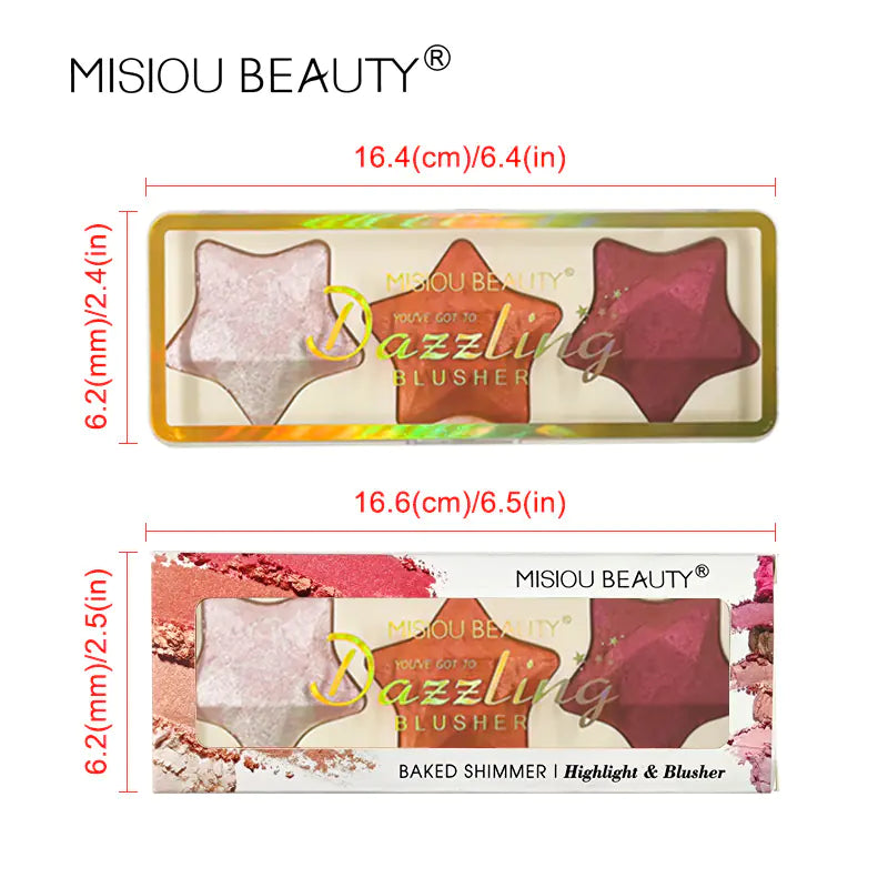 3-Color Highlighter Contour Powder with Star Design