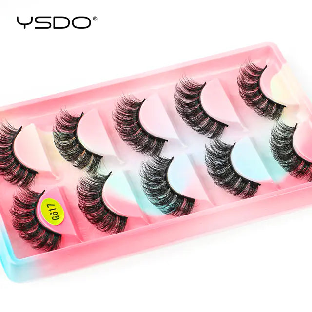 3D Imitation Mink Hair False Eyelashes - 5 Pairs