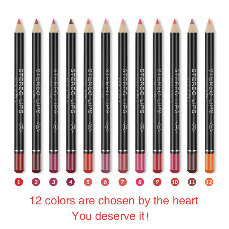 12 Color Matte Lipstick Pencil - Velvet Lip Makeup