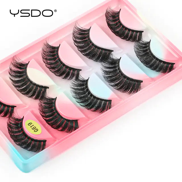 3D Imitation Mink Hair False Eyelashes - 5 Pairs