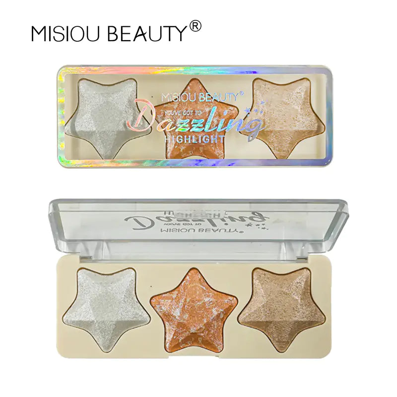 3-Color Highlighter Contour Powder with Star Design