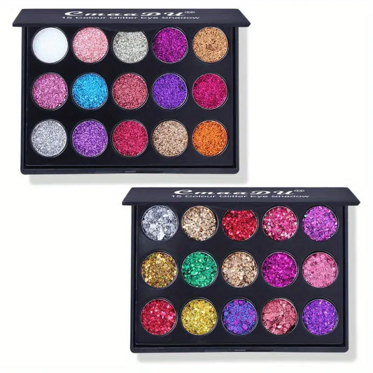 15 Color Shiny Eyeshadow Palette with Glitter Texture