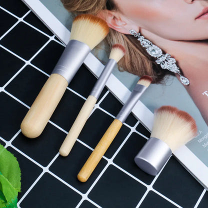 Bamboo Handle Makeup Brush Set of 4