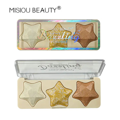 3-Color Highlighter Contour Powder with Star Design