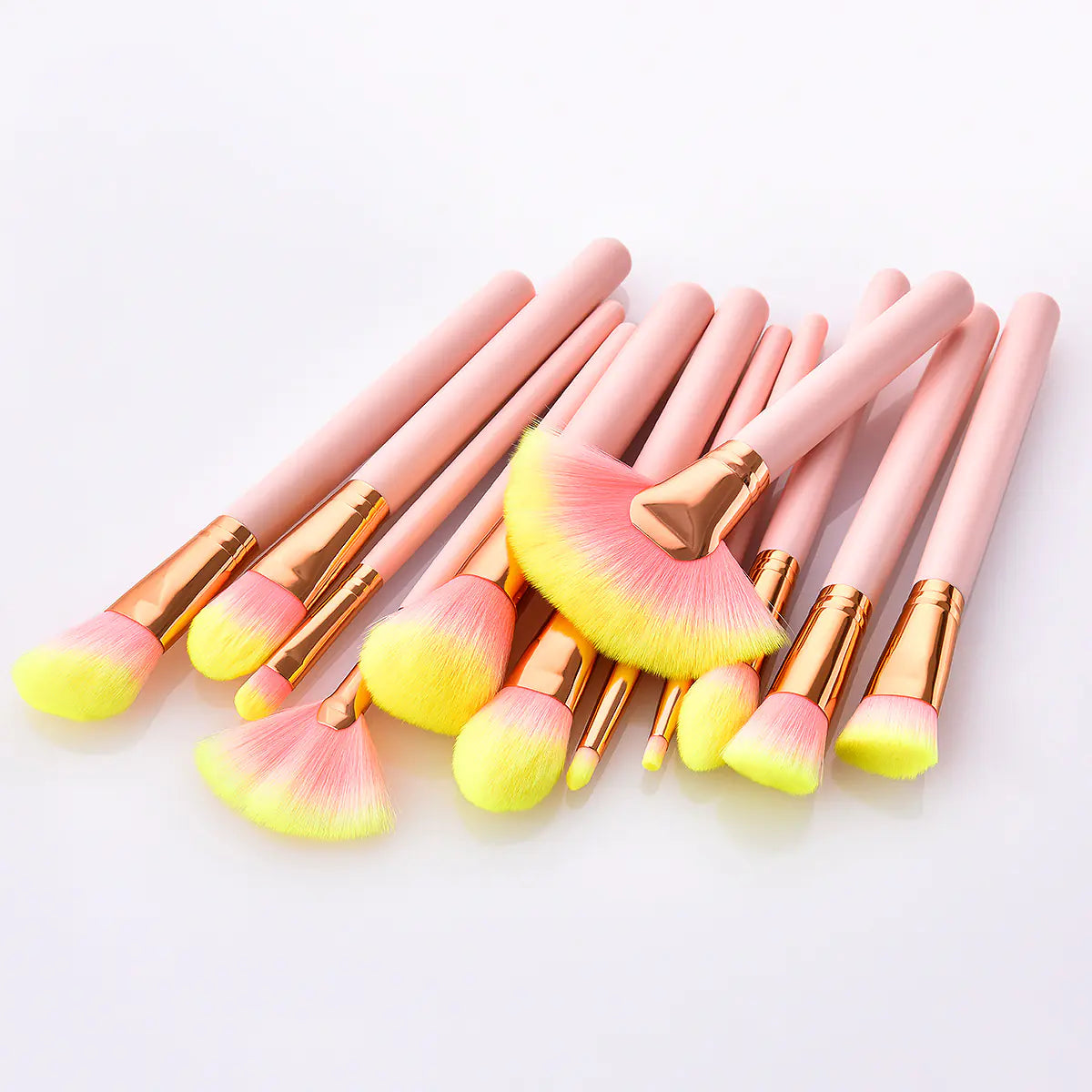12-Piece Pink Makeup Brush Set and Beauty Tools