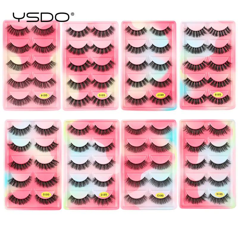3D Imitation Mink Hair False Eyelashes - 5 Pairs