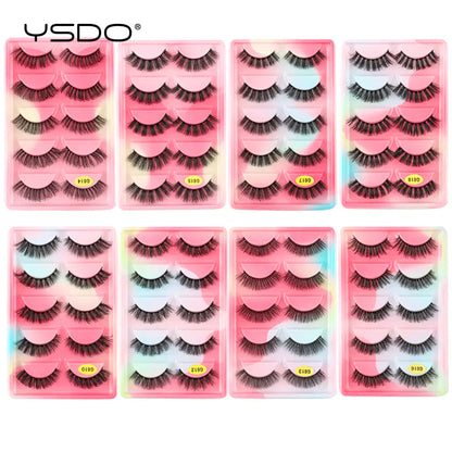 3D Imitation Mink Hair False Eyelashes - 5 Pairs