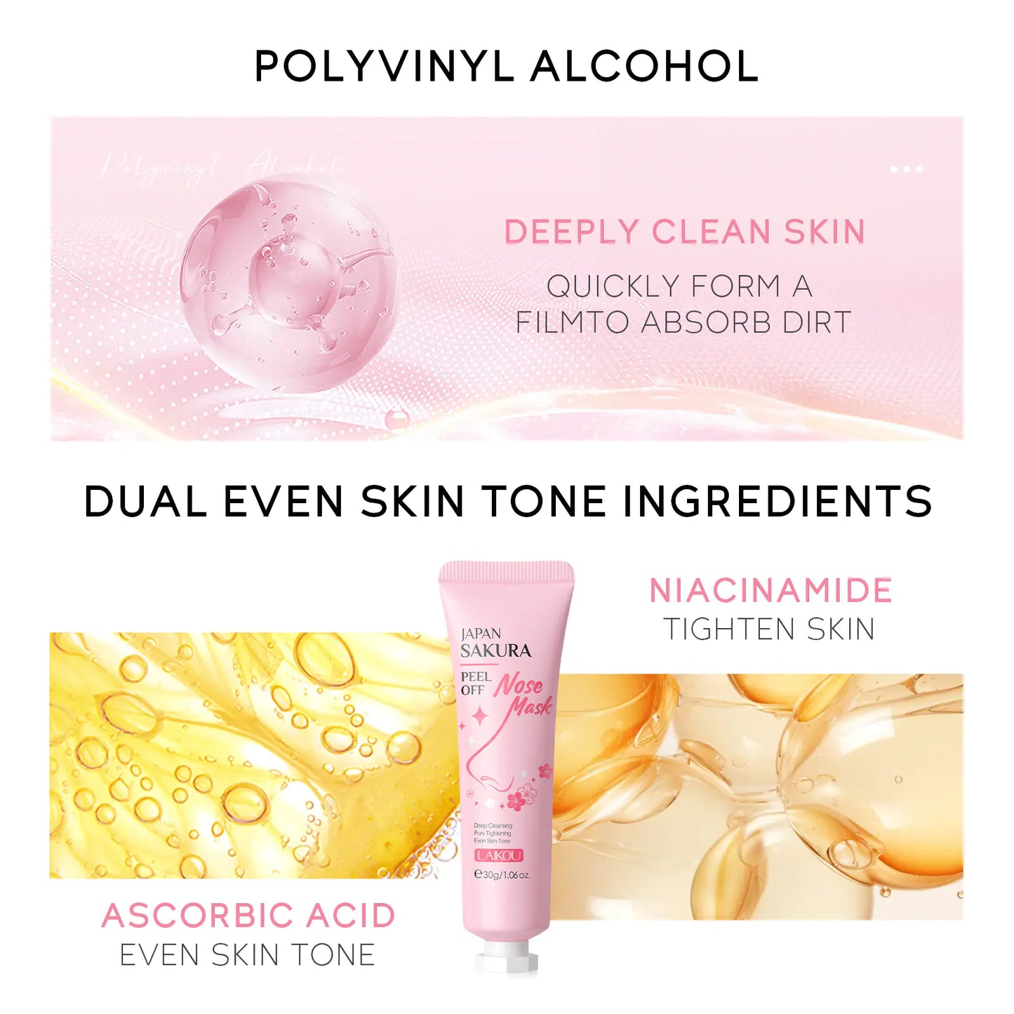 LAIKOU Cherry Blossom Peel-Off Nose Mask 30g