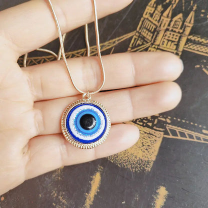19MM Resin Blue Eye Pendant Necklace - Evil Eye Design