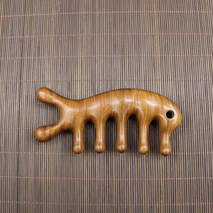 Handmade Golden Sandalwood Scalp Massager Comb