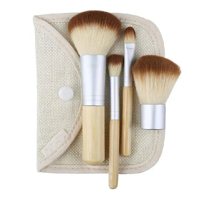 Bamboo Handle Makeup Brush Set of 4