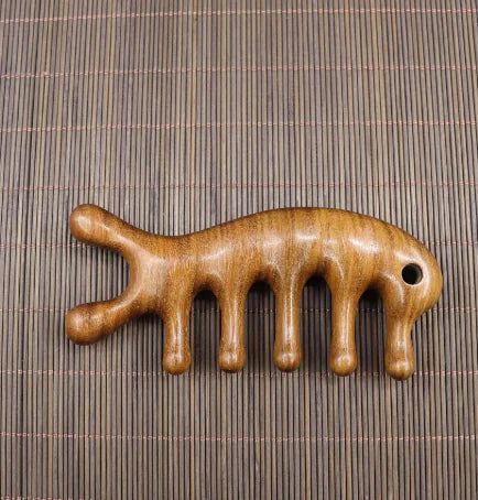Handmade Golden Sandalwood Scalp Massager Comb