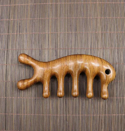 Handmade Golden Sandalwood Scalp Massager Comb