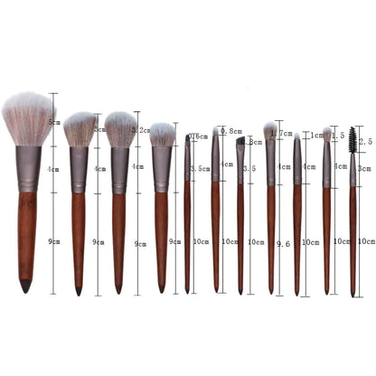 Violet Makeup Brush Set with Wooden Handle (Coffee Color)