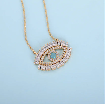 Evil Eye Necklace with Cat's Eye Design (Blue)