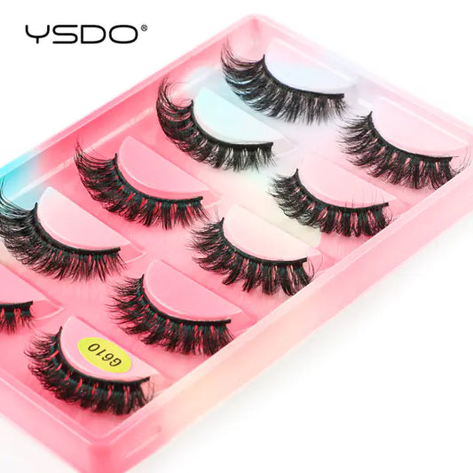 3D Imitation Mink Hair False Eyelashes - 5 Pairs