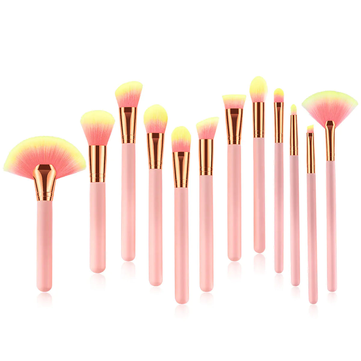 12-Piece Pink Makeup Brush Set and Beauty Tools