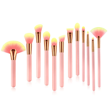 12-Piece Pink Makeup Brush Set and Beauty Tools