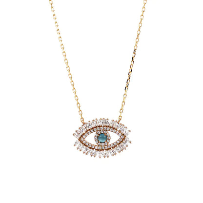 Evil Eye Necklace with Cat's Eye Design (Blue)