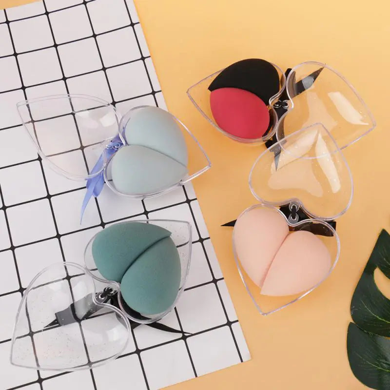 Makeup Sponge Set in Heart-Shaped Box with Tools