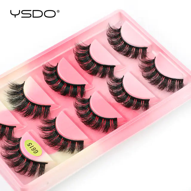 3D Imitation Mink Hair False Eyelashes - 5 Pairs