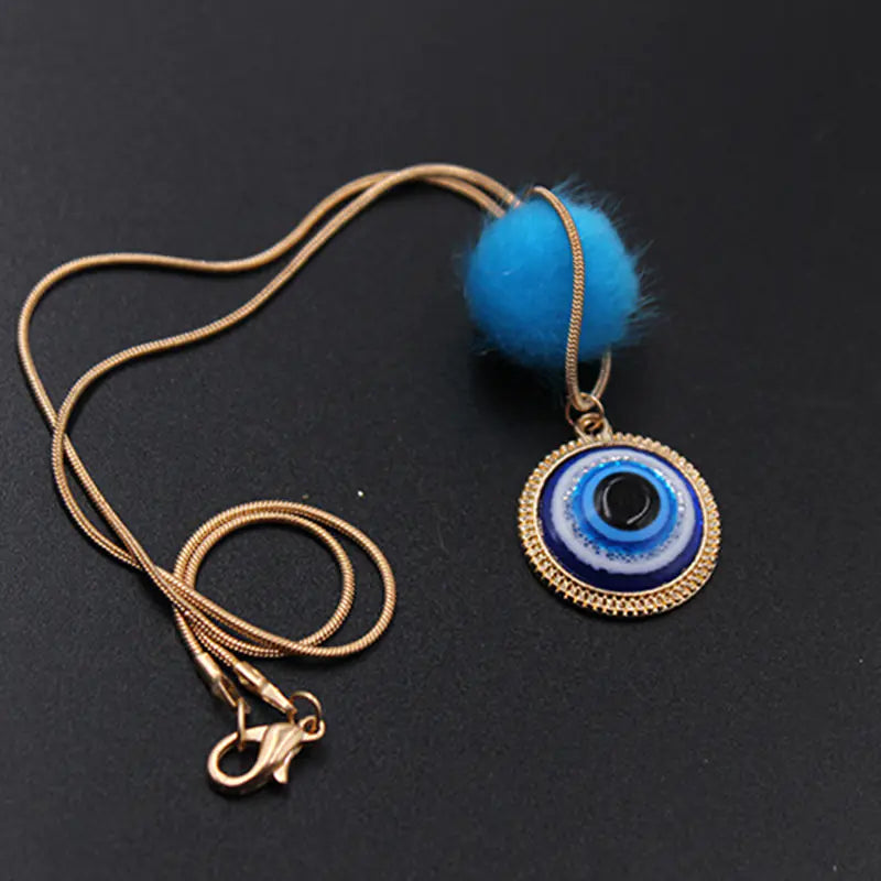 19MM Resin Blue Eye Pendant Necklace - Evil Eye Design