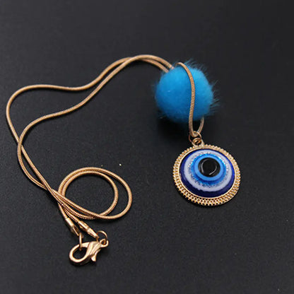 19MM Resin Blue Eye Pendant Necklace - Evil Eye Design