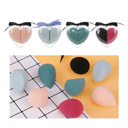 Makeup Sponge Set in Heart-Shaped Box with Tools