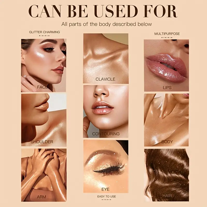 3-Color Pearlescent Highlighter Powder for Face & Body