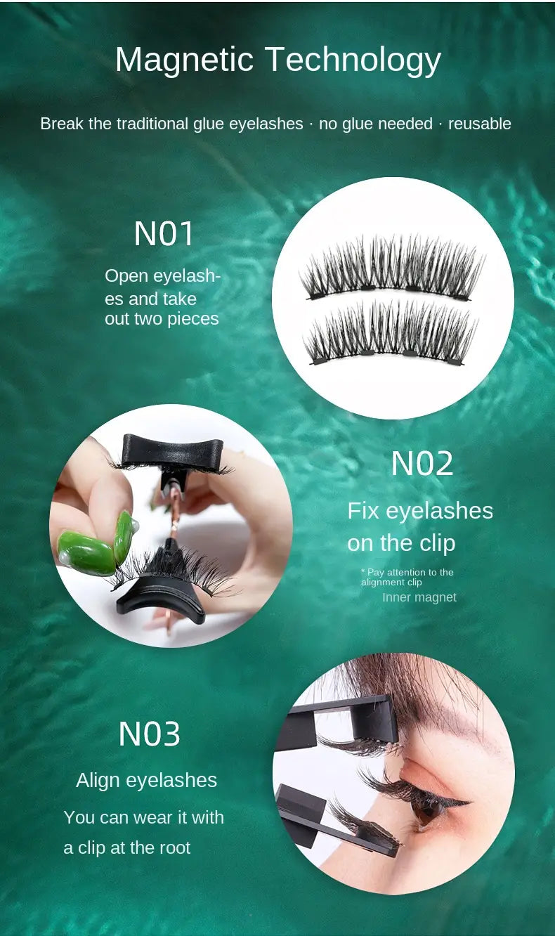 3D Mink Eyelashes with Magnetic Tweezers - Reusable