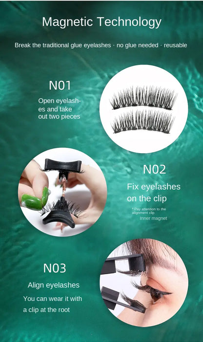 3D Mink Eyelashes with Magnetic Tweezers - Reusable