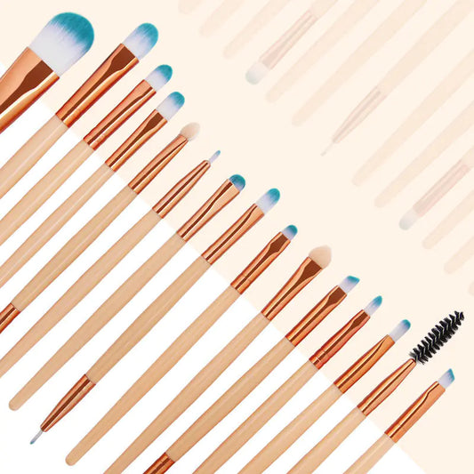 15-Piece Champagne Color Makeup Brush Set
